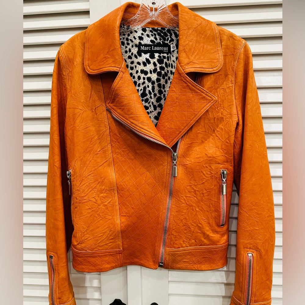 Marc Laurent Orange Leather Jacket